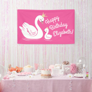 Swan 1. Geburtstag Party Babydusche Pink Banner