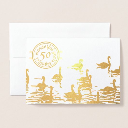 Swan 50. Goldene Hochzeitskarte Folienkarte (Vorderseite mit Umschlag)