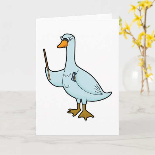 Swan als Lehrerin mit Buch & Pointer Karte (Gelbe Blume)