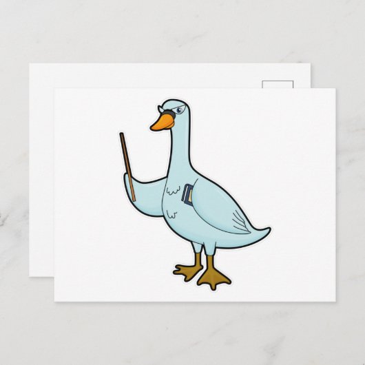 Swan als Lehrerin mit Buch & Pointer Postkarte (Vorne/Hinten)