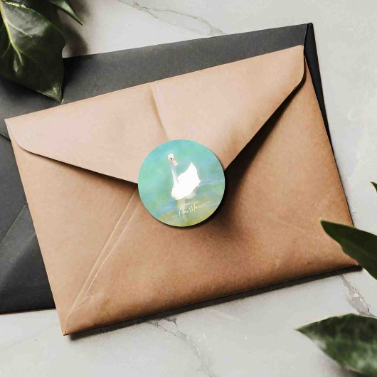 Swan am Plattensee - personalisiert Runder Aufkleber