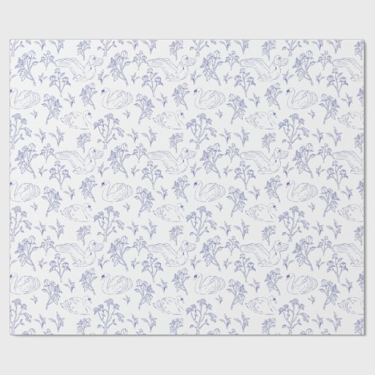 Swan am See Elegantes klassisches handgezeichnetes Geschenkpapier (Flach)