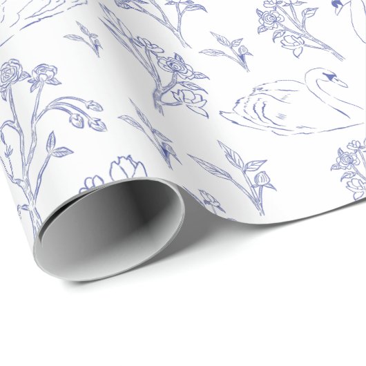 Swan am See Elegantes klassisches handgezeichnetes Geschenkpapier (Rolleneckpunkt)