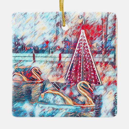 Swan and Christmas Tree Keramik Ornament (Vorderseite)