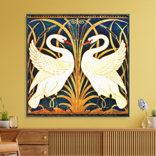 Swan and Rush and Iris, Fine Art, Leinwanddruck
