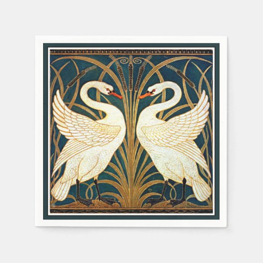 Swan and Rush and Iris, Vintages Design Serviette (Vorderseite)