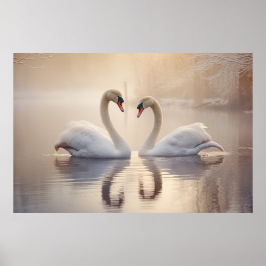 Swan Animal Bird Wildlife Wilderness Kunst, Dichtu Poster (Vorne)