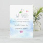 Swan Aquarell Kinder's Birthday Party laden Einladung (Stehend Vorderseite)