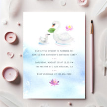 Swan Aquarell Kinder's Birthday Party laden