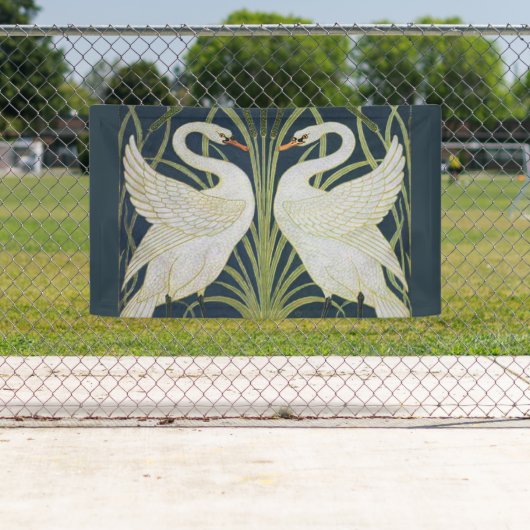 Swan Art Nouveau Two Swans Banner (Insitu)