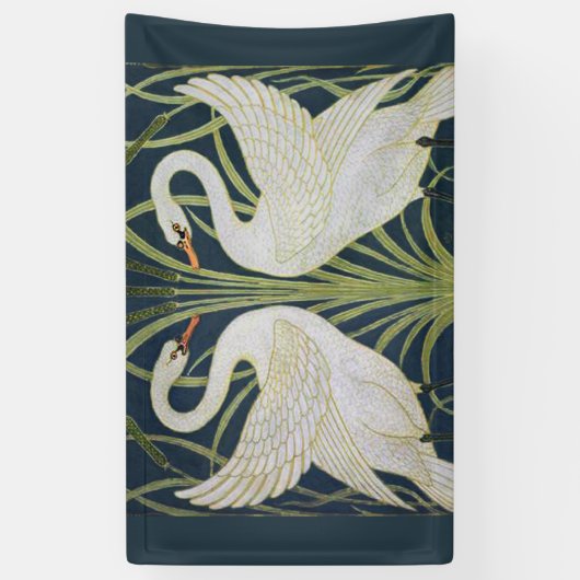 Swan Art Nouveau Two Swans Banner (Vertikal)