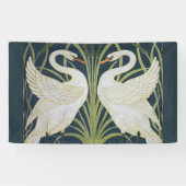Swan Art Nouveau Two Swans Banner (Horizontal)