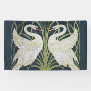 Swan Art Nouveau Two Swans Banner