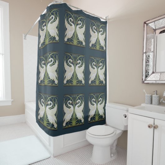 Swan Art Nouveau Two Swans Duschvorhang (Beispiel)