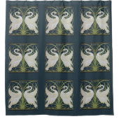 Swan Art Nouveau Two Swans Duschvorhang (Vorderseite)