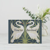 Swan Art Nouveau Two Swans Einladung (Stehend Vorderseite)