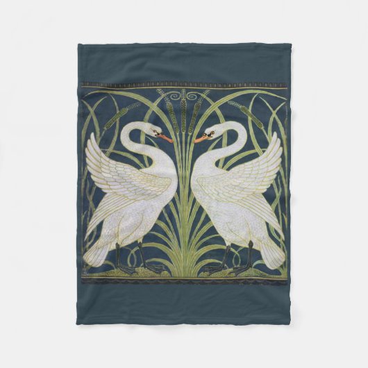 Swan Art Nouveau Two Swans Fleecedecke (Vorderseite)