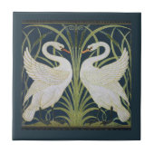 Swan Art Nouveau Two Swans Fliese (Vorderseite)