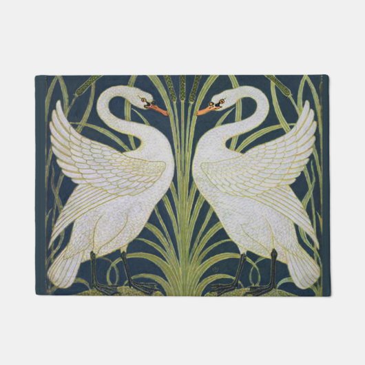 Swan Art Nouveau Two Swans Fußmatte (Vorderseite)