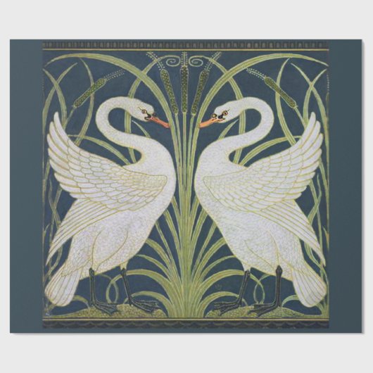 Swan Art Nouveau Two Swans Geschenkpapier (Flach)