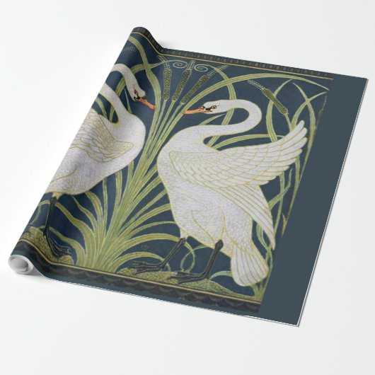 Swan Art Nouveau Two Swans Geschenkpapier (Ungerollt)