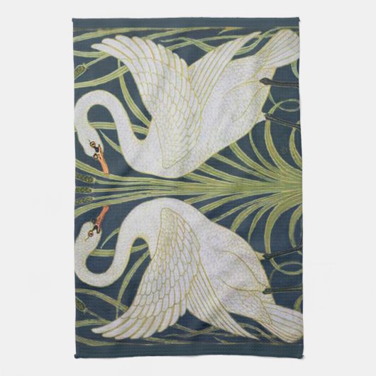 Swan Art Nouveau Two Swans Geschirrtuch (Vertikal)