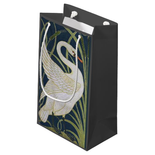 Swan Art Nouveau Two Swans Kleine Geschenktüte (Rückseite Schrägansicht)