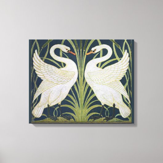 Swan Art Nouveau Two Swans Leinwanddruck (Vorderseite)