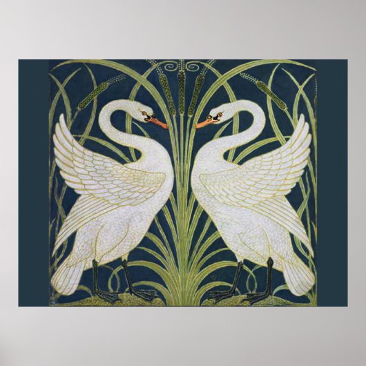 Swan Art Nouveau Two Swans Poster (Vorne)