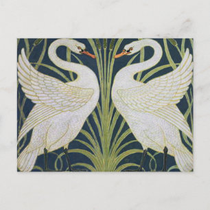 Swan Art Nouveau Two Swans Postkarte