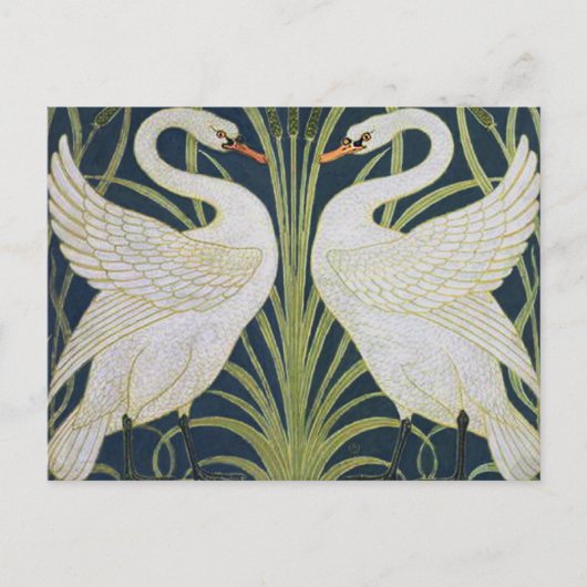 Swan Art Nouveau Two Swans Postkarte (Vorderseite)