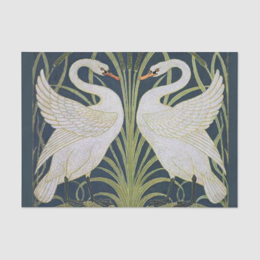 Swan Art Nouveau Two Swans Seidenpapier (Vorderseite)