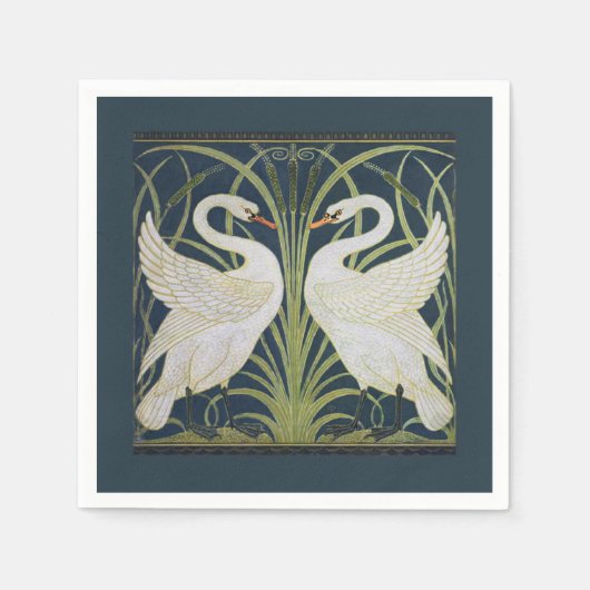 Swan Art Nouveau Two Swans Serviette (Vorderseite)