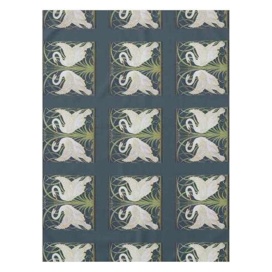 Swan Art Nouveau Two Swans Tischdecke (Vorderseite)