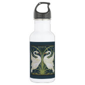 Swan Art Nouveau Two Swans Trinkflasche (Vorderseite)