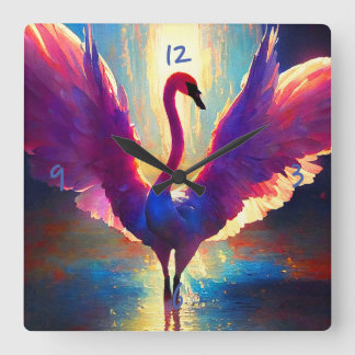 Swan Awake: Quadratische Wanduhr