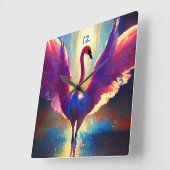 Swan Awake: Quadratische Wanduhr (Winkel)