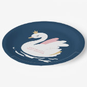 Swan Baby Dusche gürtelrosa Marineblau niedlich el Pappteller (Schrägansicht)