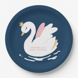 Swan Baby Dusche gürtelrosa Marineblau niedlich el Pappteller