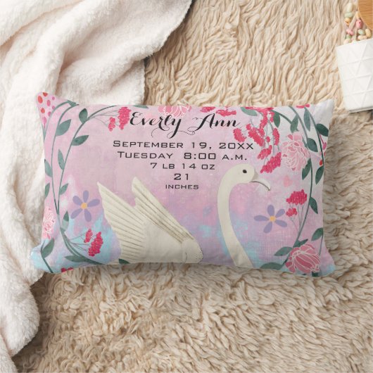 Swan Baby Girl Kinderzimmer Baby Statats oder Gebu Lendenkissen (Decke)