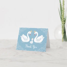 Swan Baby Shower Bird mit Crown Co-Ed Blue Dankeskarte