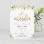 Swan Baby Shower Einladung (Stehend Vorderseite)