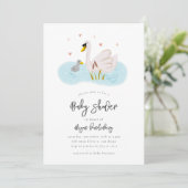 Swan Baby Shower Einladung (Stehend Vorderseite)