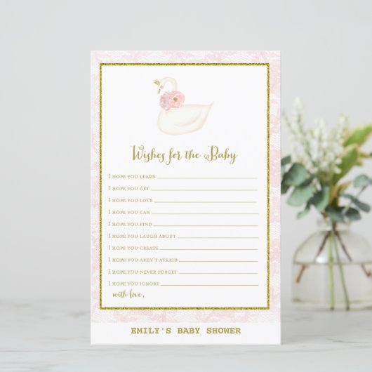 Swan Baby Shower Game PRINTED (Stehend Vorderseite)