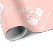 Swan Baby Shower Geschenkpapier (Rolleneckpunkt)