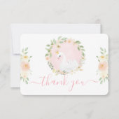Swan Baby Shower Girl Flat Danke Karte (Vorderseite)