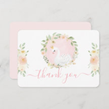 Swan Baby Shower Girl Flat Danke Karte