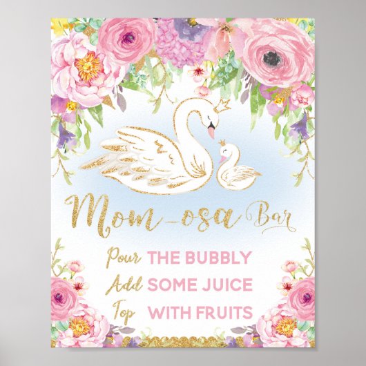 Swan Baby Shower Mama-osa Bar Sign Poster (Vorne)