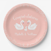 Swan Baby Shower Pappteller (Vorderseite)