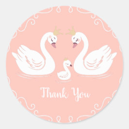 Swan Baby Shower Runder Aufkleber